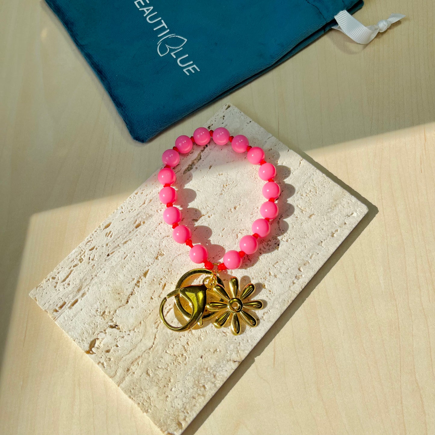 PINK BEADS KEYCHAIN