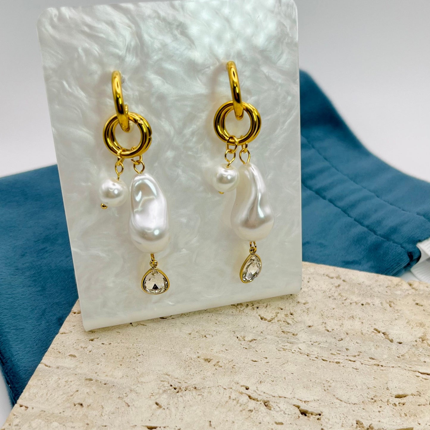 PEARL DROP HUGGIE EARRINGS