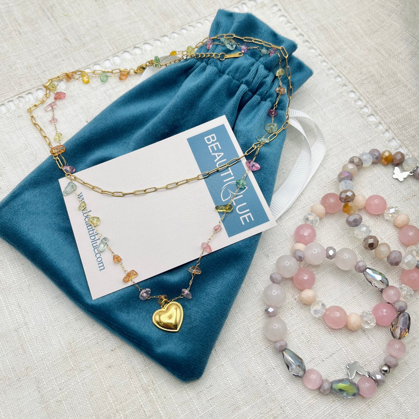 COLLAR CORAZÓN CADENA DOBLE CAPA