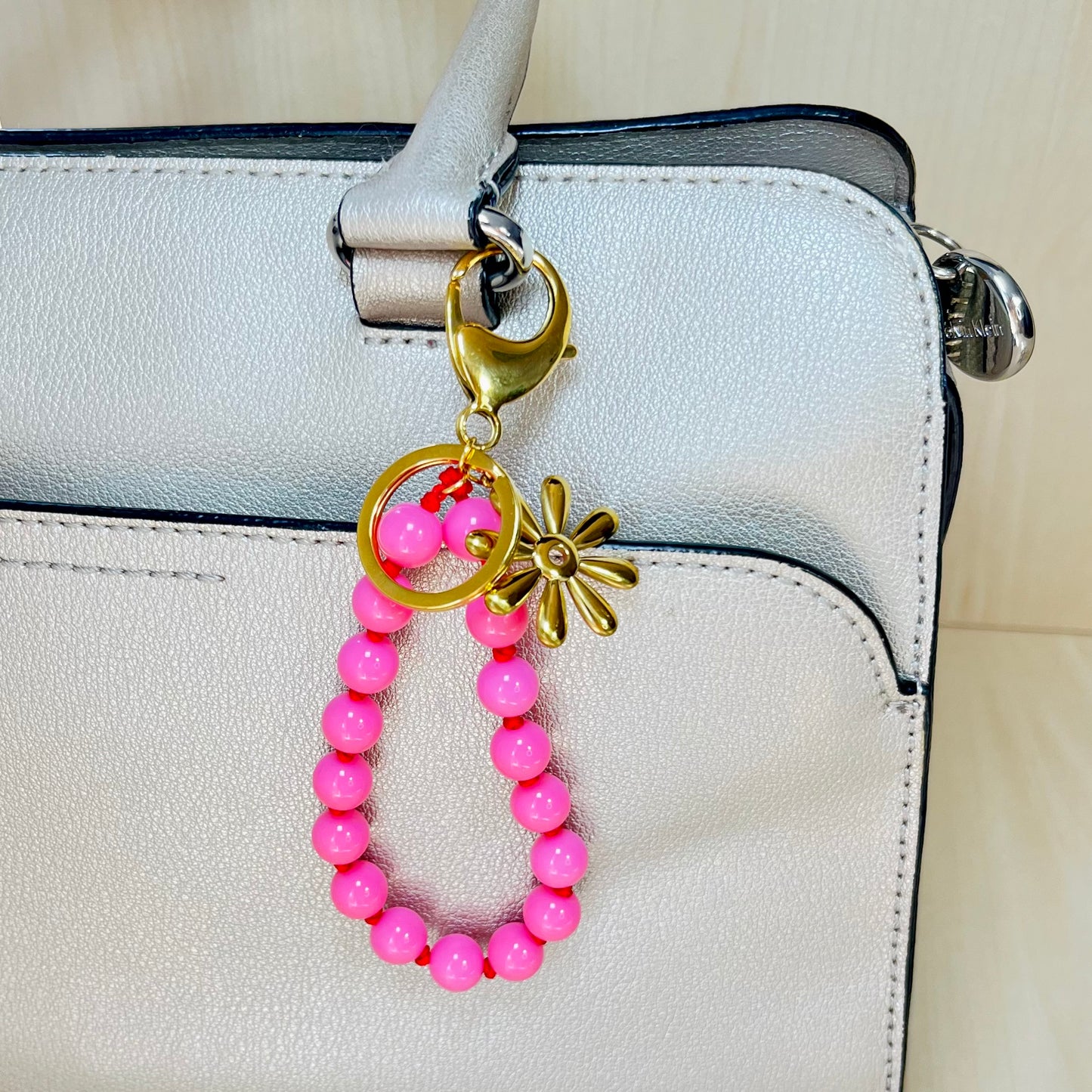 PINK BEADS KEYCHAIN
