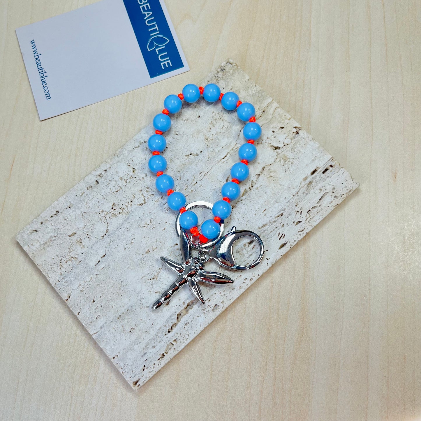 BLUE BEADS KEYCHAIN