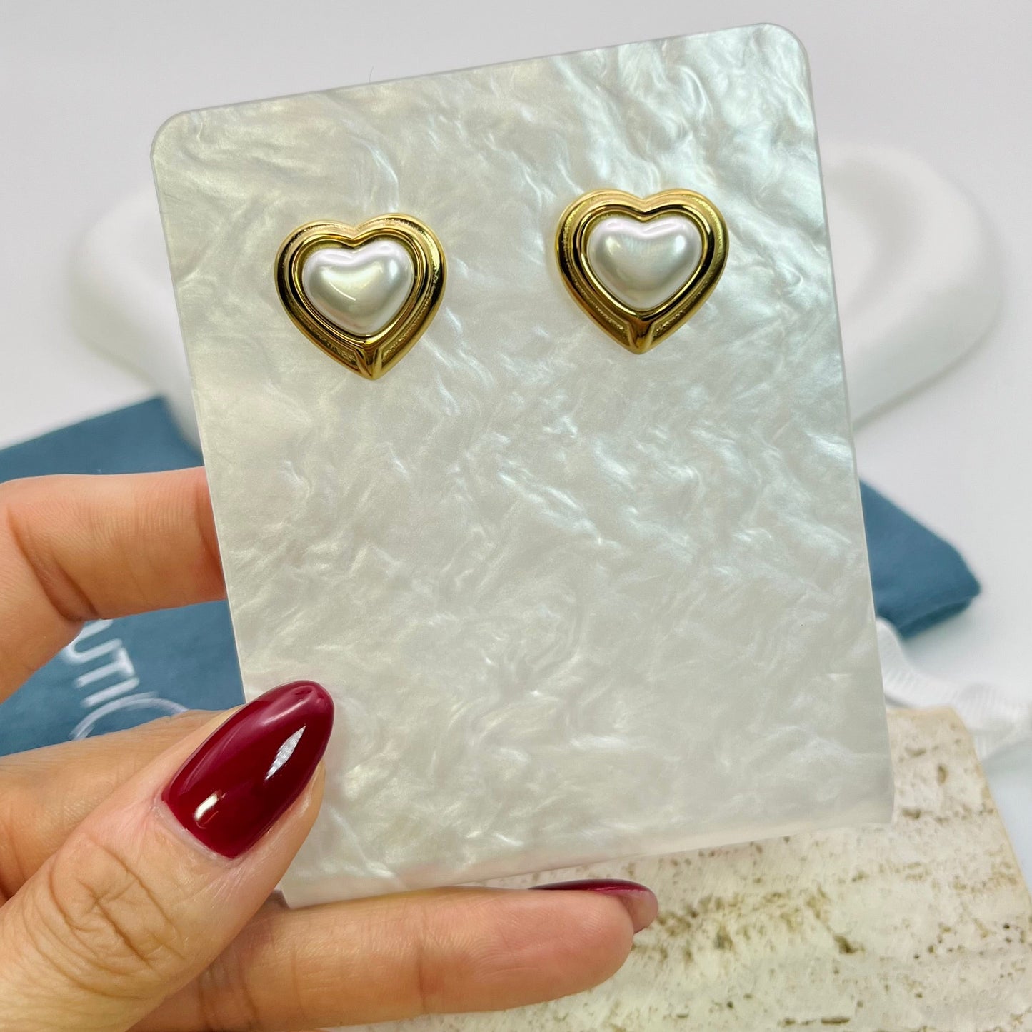PEARL HEART EARRINGS