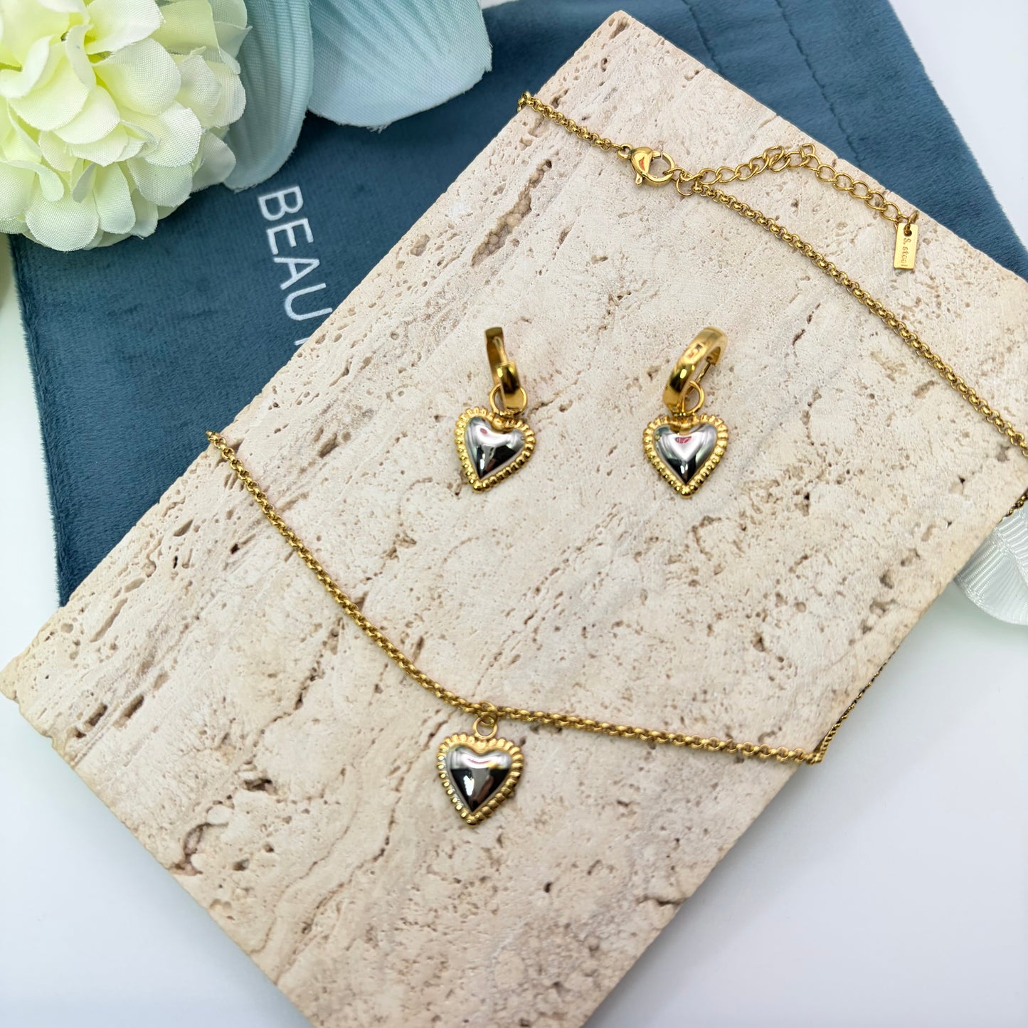 MIXED COLOR HEART EARRINGS