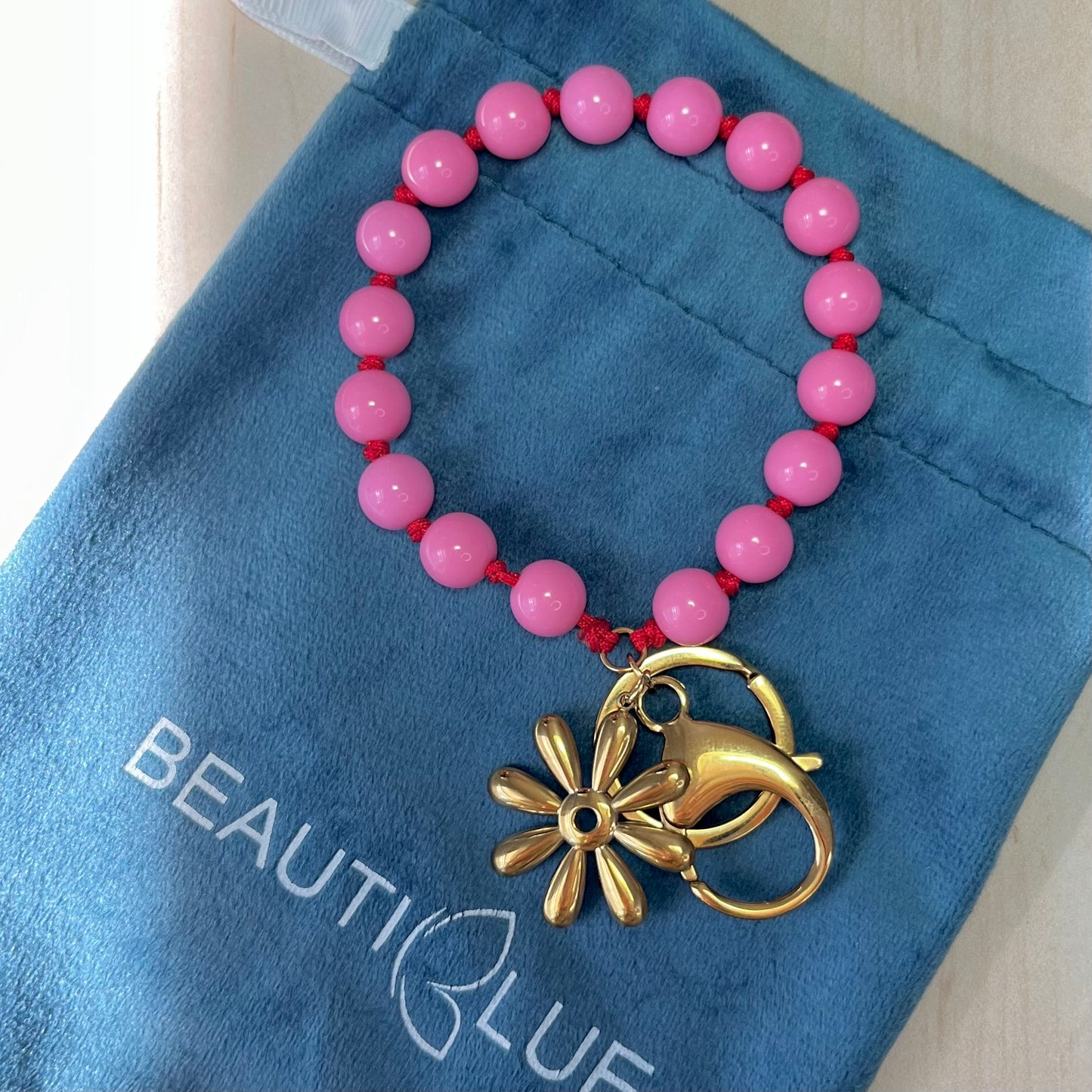 PINK BEADS KEYCHAIN