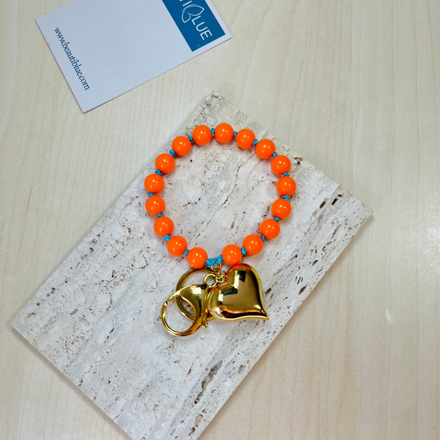 ORANGE BEADS KEYCHAIN