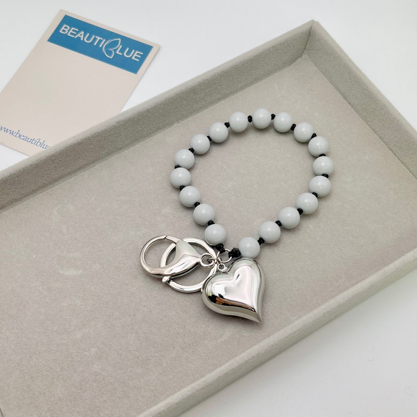 GRAY BEADS KEYCHAIN
