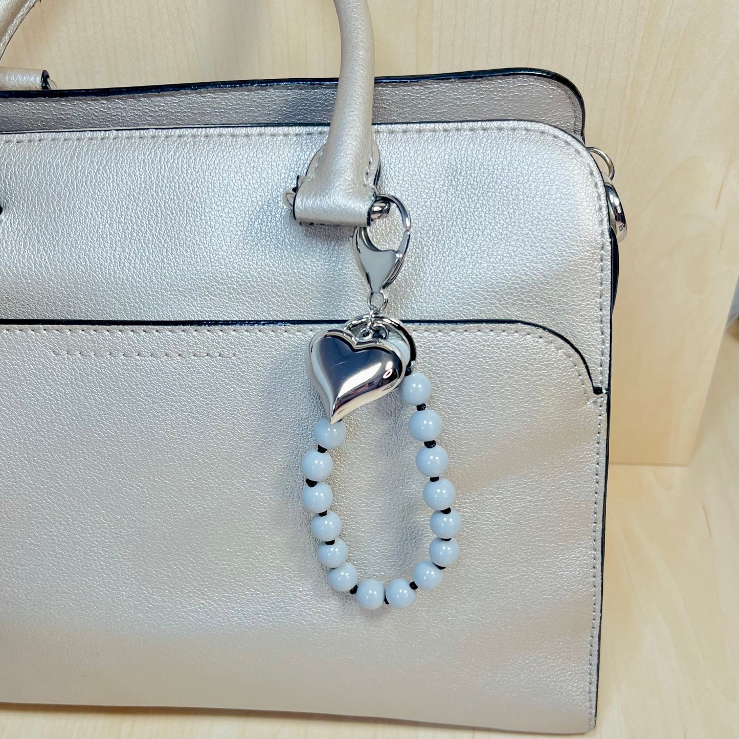 GRAY BEADS KEYCHAIN