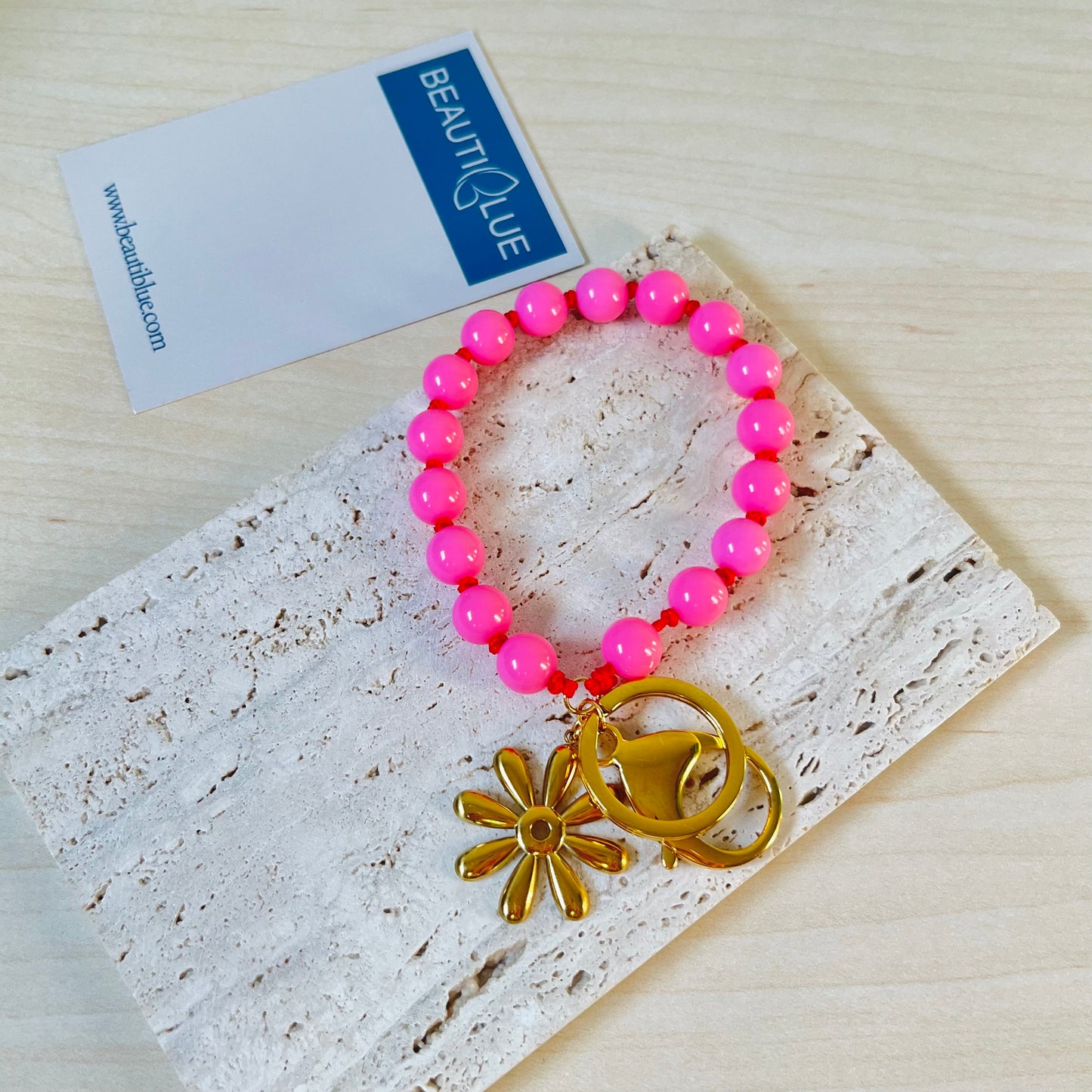 PINK BEADS KEYCHAIN