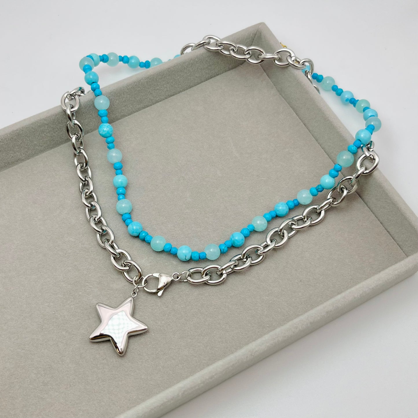 SILVER STAR CHOKER NECKLACE