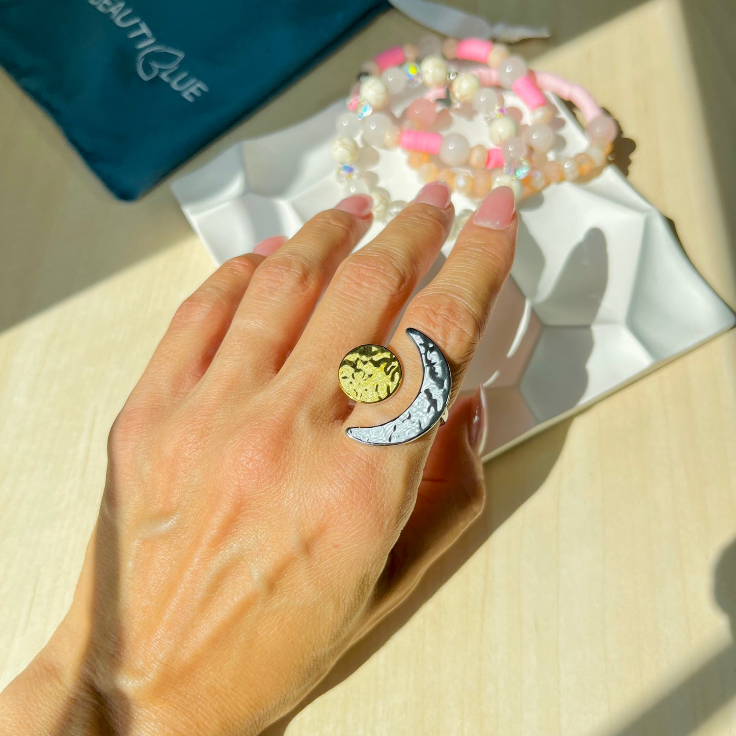 TWO TONE MOON RING