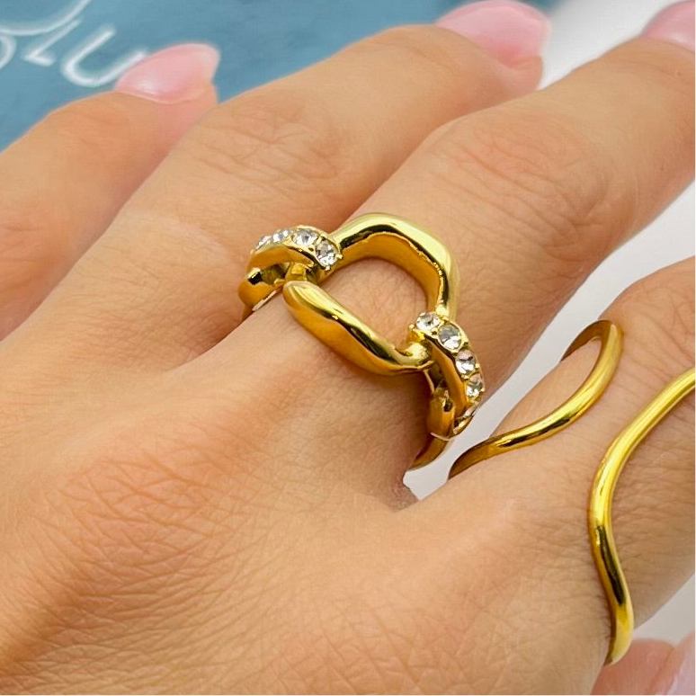 GOLD RHINESTONE RING