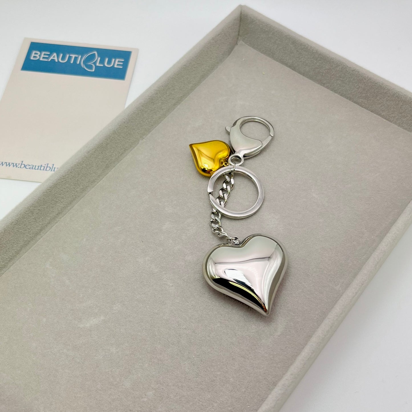 TWO TONE HEART KEYCHAIN