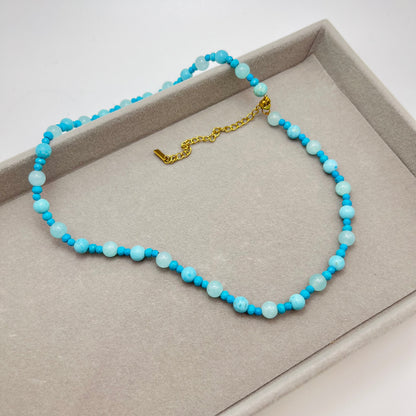 BLUE BEADS CHOKER NECKLACE
