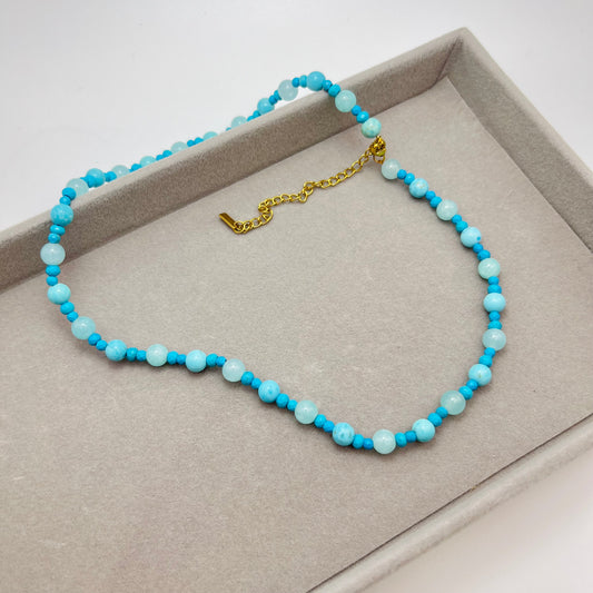 BLUE BEADS CHOKER NECKLACE