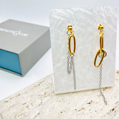 MISMATCHED TWO TONE EARRINGS