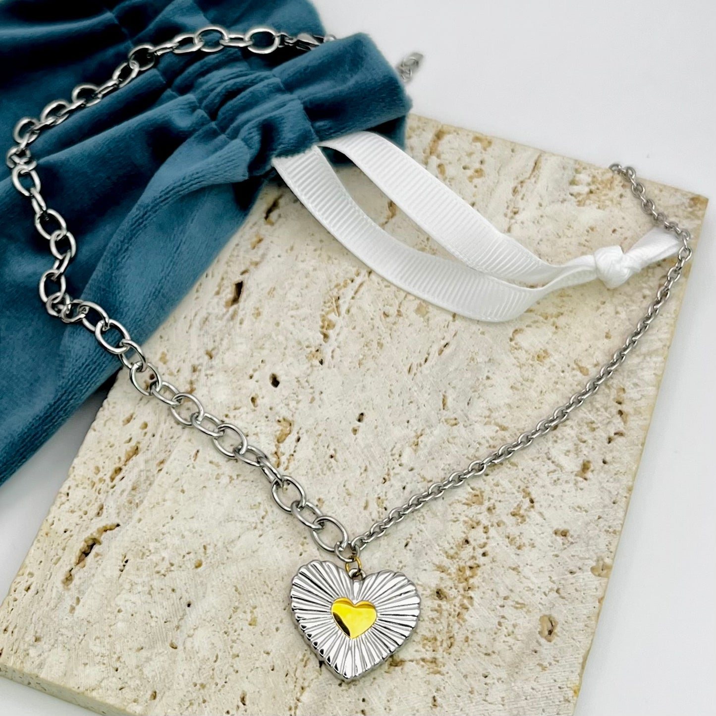 SILVER HEART NECKLACE