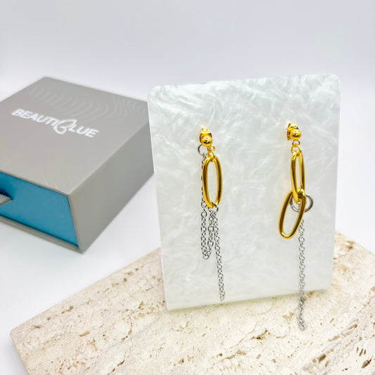 MISMATCHED TWO TONE EARRINGS