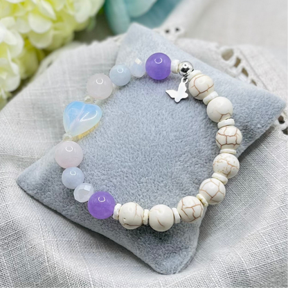 WHITE OPAL HEART BRACELET