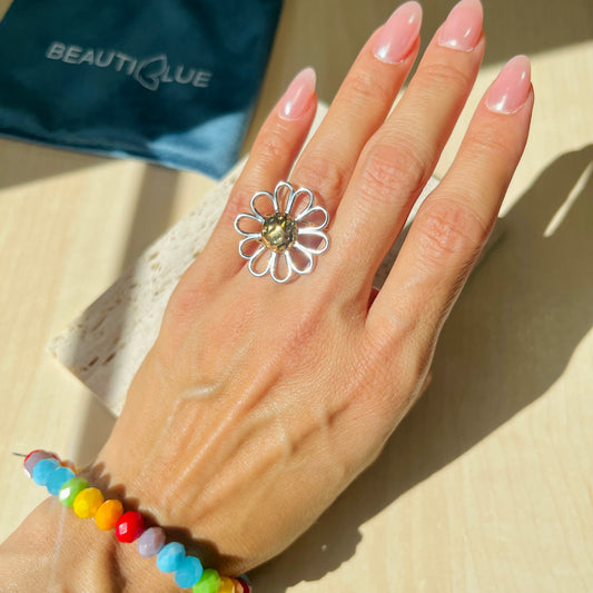 TWO TONE FLOWER RING