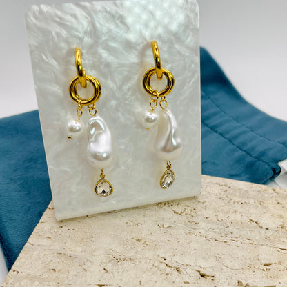 PEARL DROP HUGGIE EARRINGS