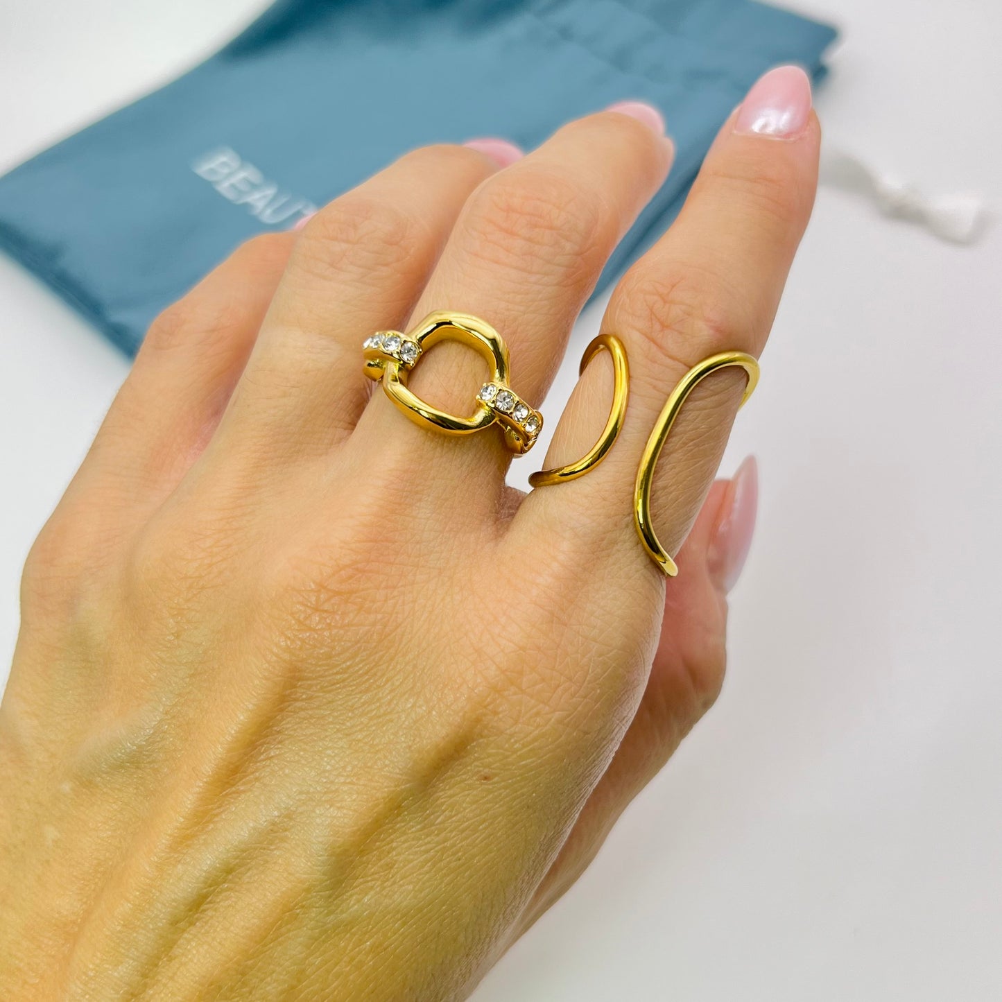 GOLD RHINESTONE RING