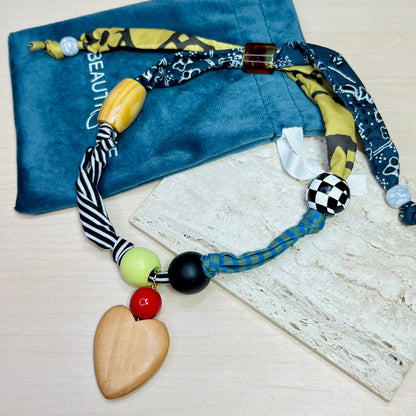 WOODEN HEART PENDANT NECKLACE