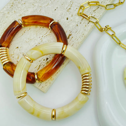 BRACELET SET | BROWN | RESIN