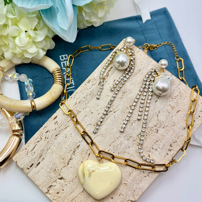 PEAL RHINESTONE EARRINGS