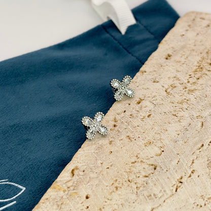 SMALL FLOWER SILVER EARRINGS