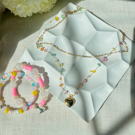 DOUBLE LAYER CHAIN HEART NECKLACE