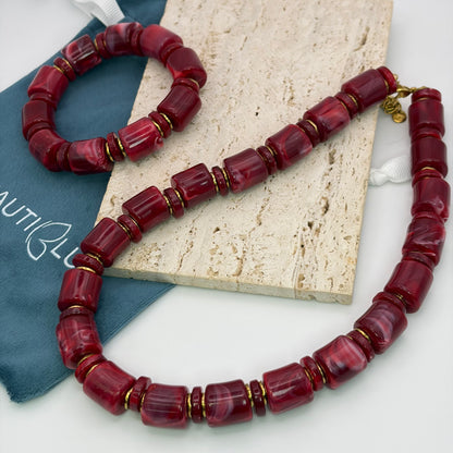 ELASTIC BEADS DARK RED BRACELET