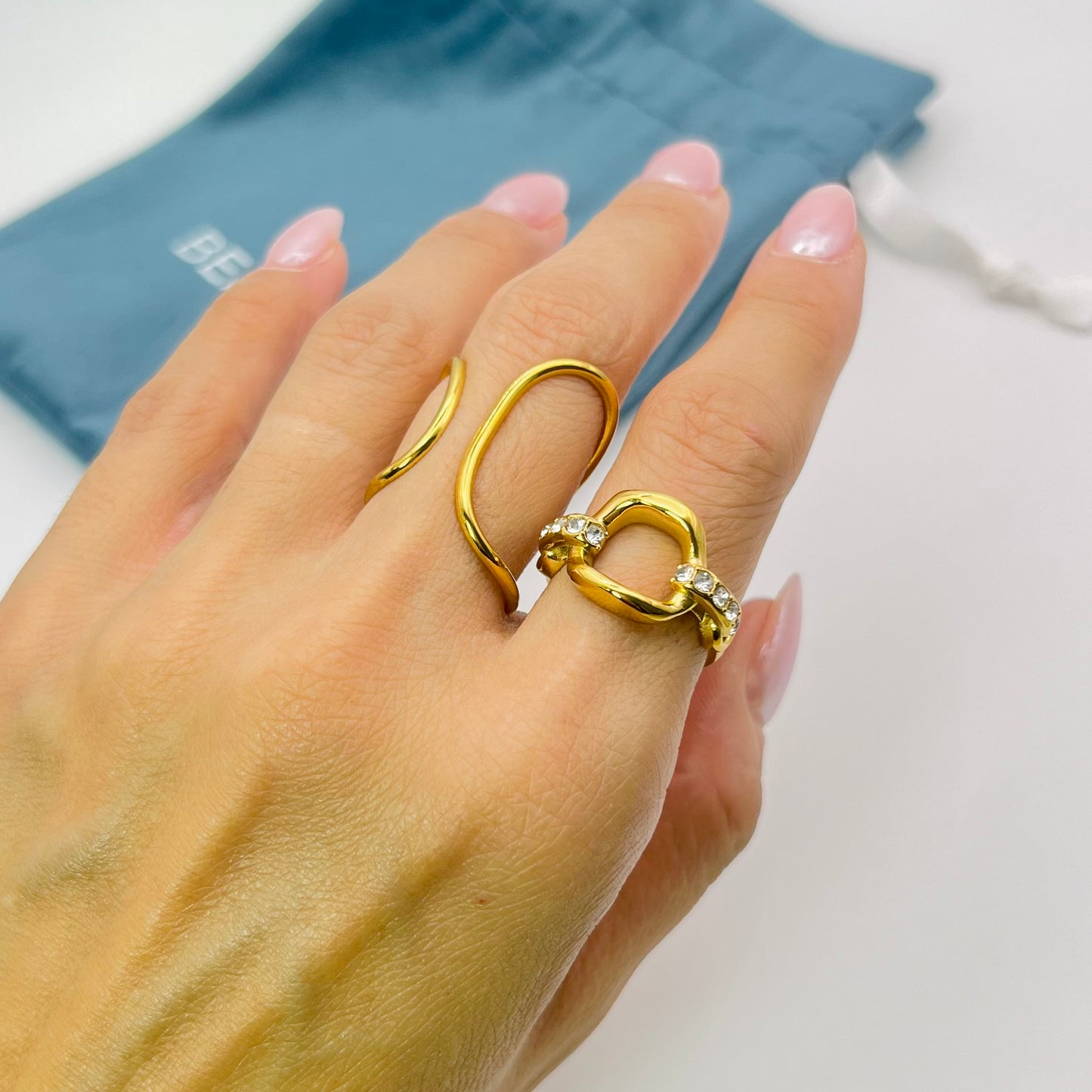 GOLD RHINESTONE RING