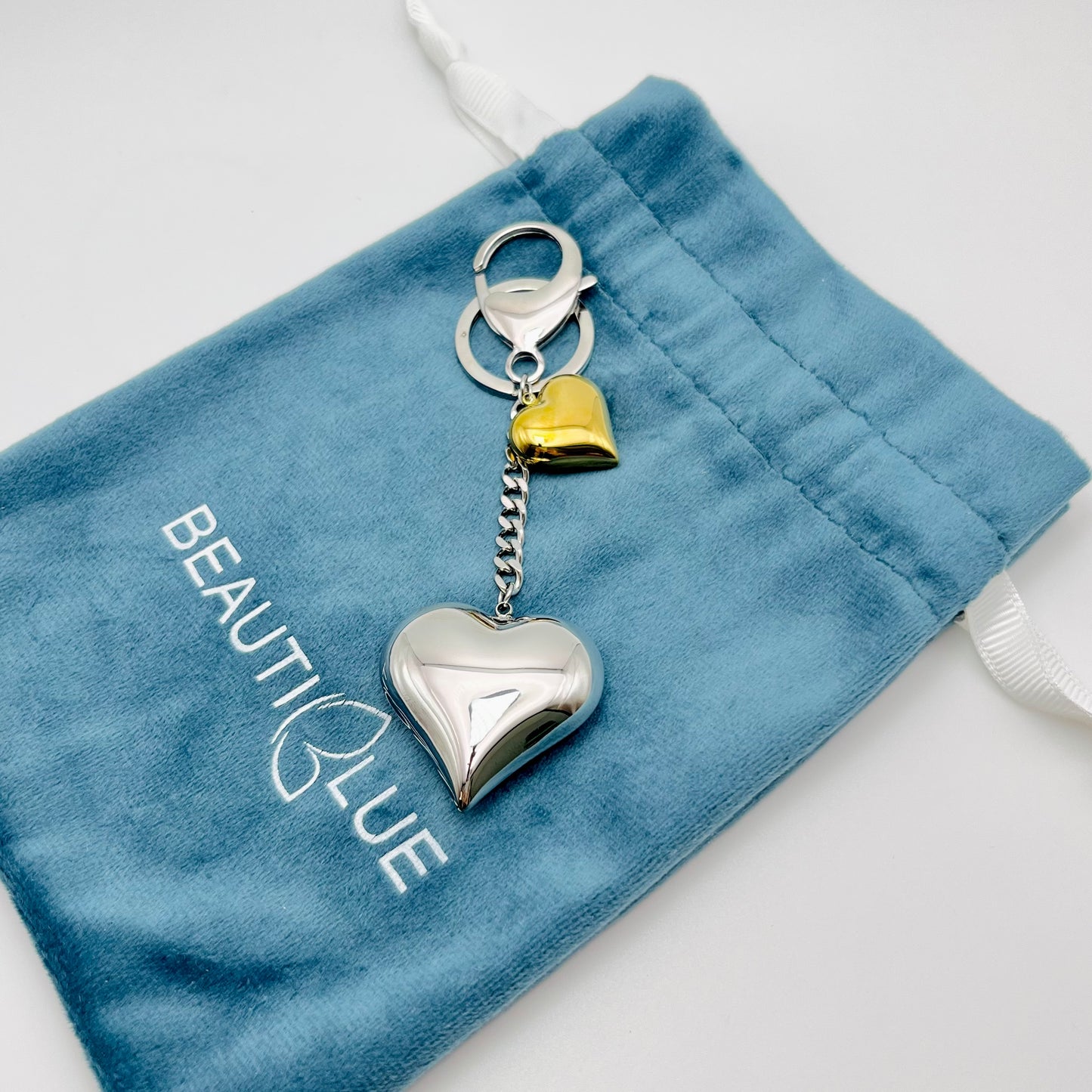 TWO TONE HEART KEYCHAIN