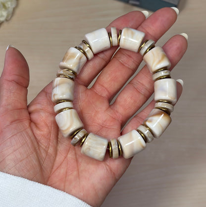 ELASTIC BEADS BEIGE BRACELET