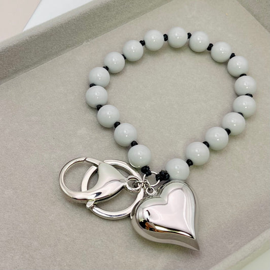 GRAY BEADS KEYCHAIN