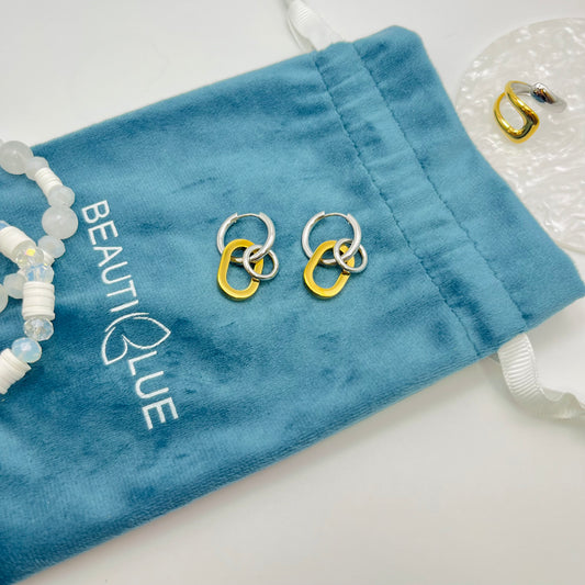 TWO TONE DROP EARRINGS