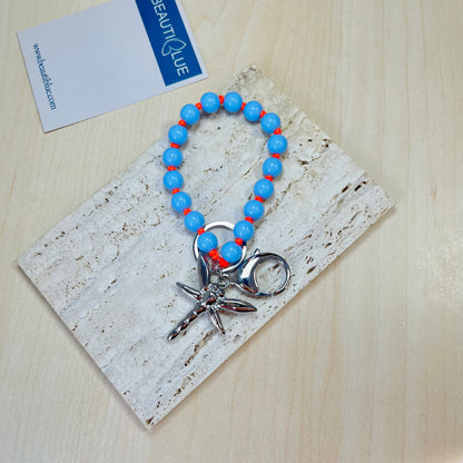 BLUE BEADS KEYCHAIN