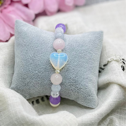 WHITE OPAL HEART BRACELET