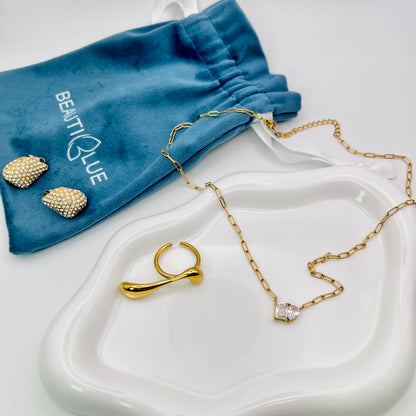 SQUARE AND PEAR PENDANT NECKLACE