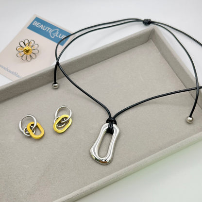 TWO TONE DROP EARRINGS