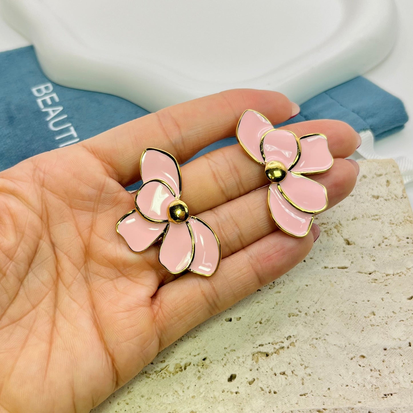 PINK FLOWER EARRINGS