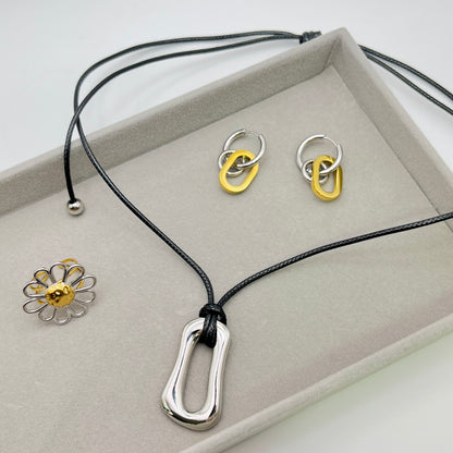 TWO TONE DROP EARRINGS