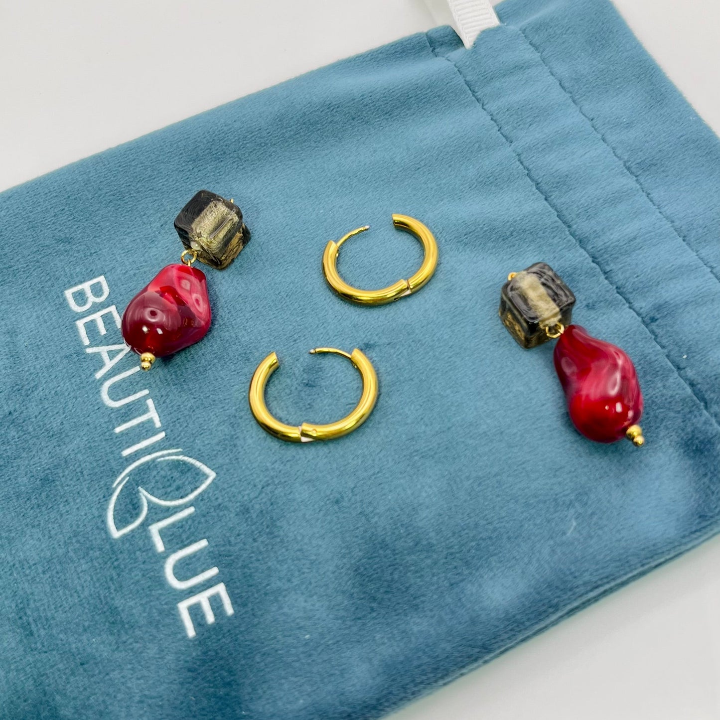 HUGGIE DROP RED EARRINGS