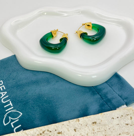 GREEN HOOP EARRINGS