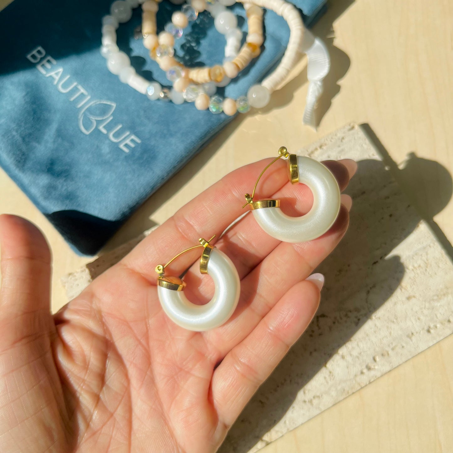PEARL HOOP EARRINGS