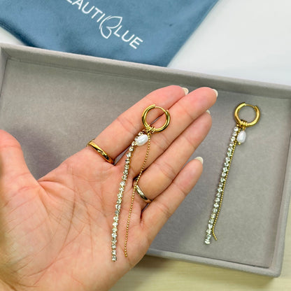 RHINESTONE TASSEL EARRINGS