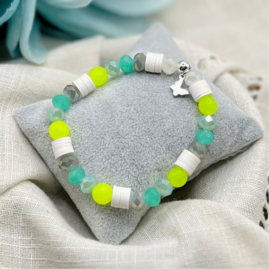 BRIGHT GREEN WHITE BRACELET