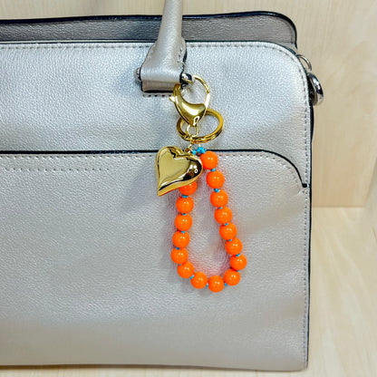 ORANGE BEADS KEYCHAIN