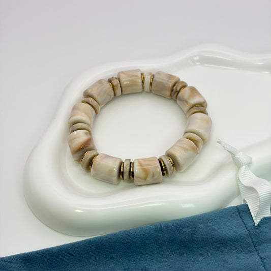 ELASTIC BEADS BEIGE BRACELET