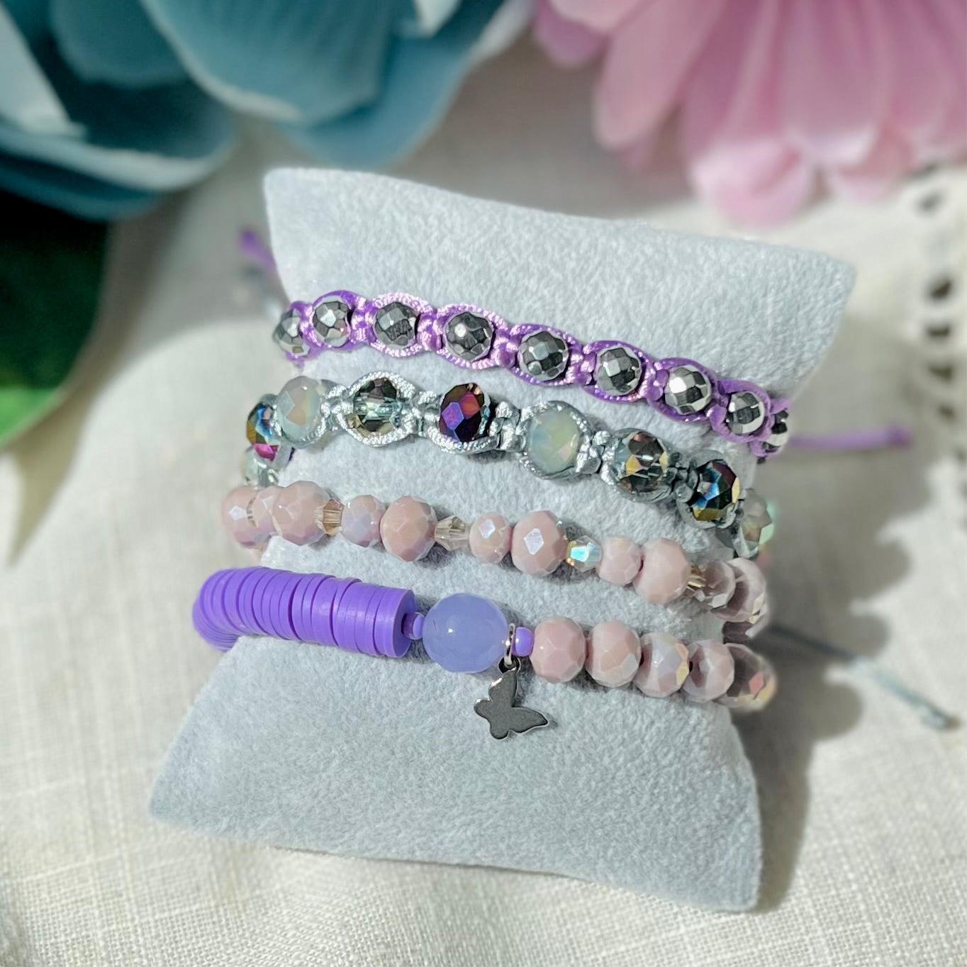PURPLE GRAY MACRAME BRACELET